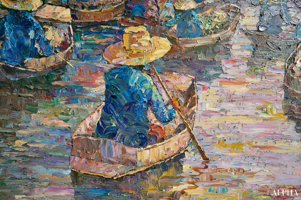Marché flottant | 145 x 105 cm Reproductions de tableaux à la peinture à l’huile