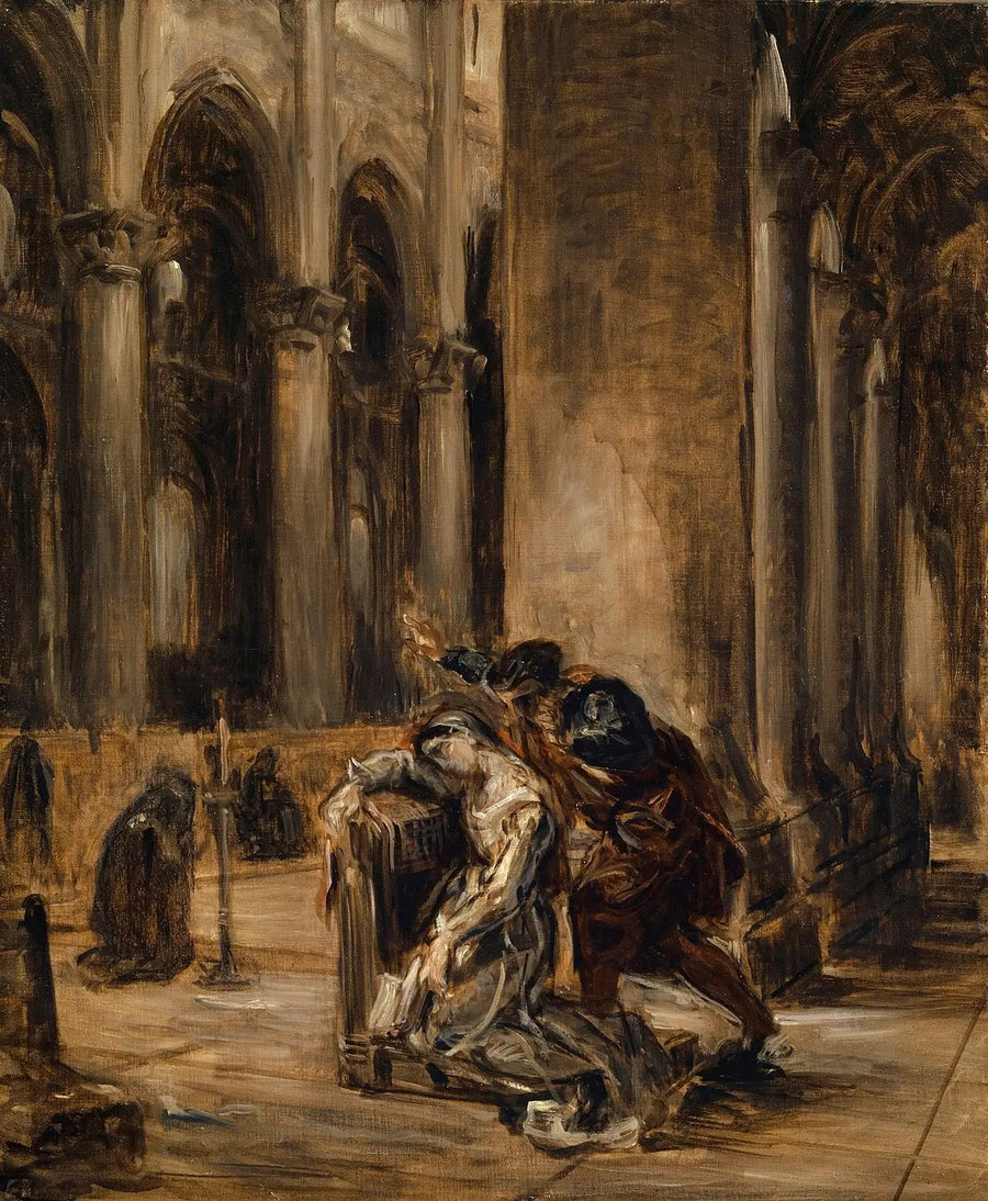 Marguerite i kirken - Eugène Delacroix