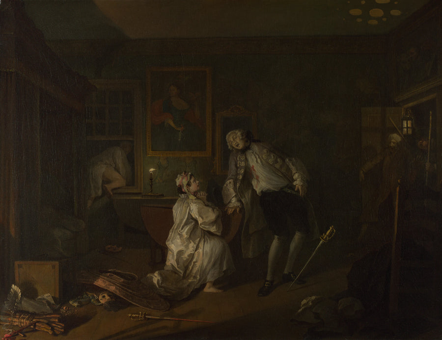 Mariage à la mode : 5, Le Bagnio - William Hogarth
