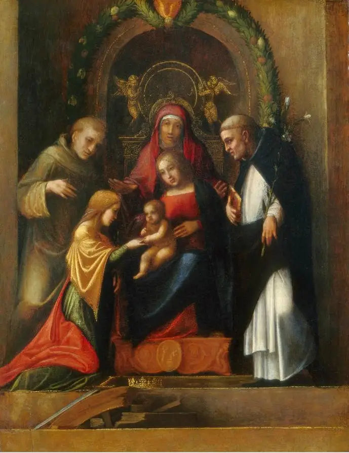 Mystisk bryllup af Sankt Katharina af Alexandria og helgener - Antonio da Correggio