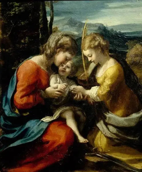 Mystisk bryllup af Sankt Katharina af Alexandria (Capodimonte-museet) - Antonio da Correggio