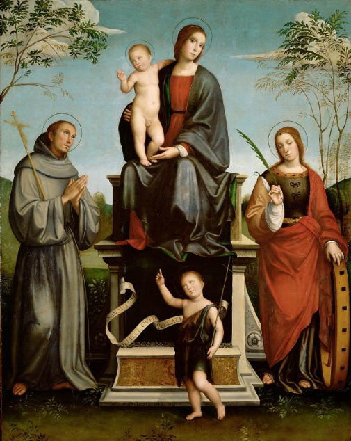 Marie med Barnet, Saint Fransiskus, Saint Katarina og den unge Sankt Johannes Døberen