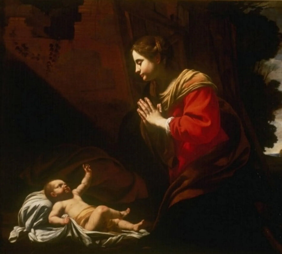 Marie tilbedende barnet - Simon Vouet