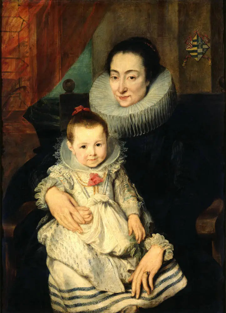 Marie Clarisse (?), ægtefælle til Jan Woverius, med deres datter - Antoine van Dyck