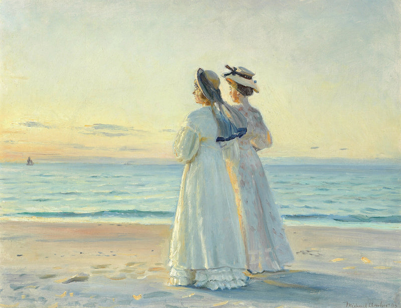 Marie Dinesen og Anna Bitch på Skagen Nordstrand - Michael Peter Ancher