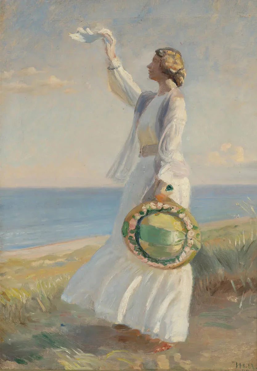 Marie Dinesen på stranden. -Michael Peter Ancher
