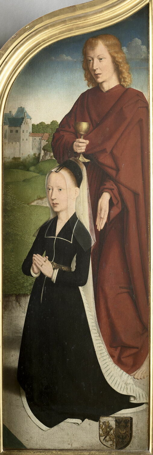 Marie, hustru af Jean de Sedano, i bøn med Johannes Evangelisten; yderside: Eva, nøgen - Gérard David