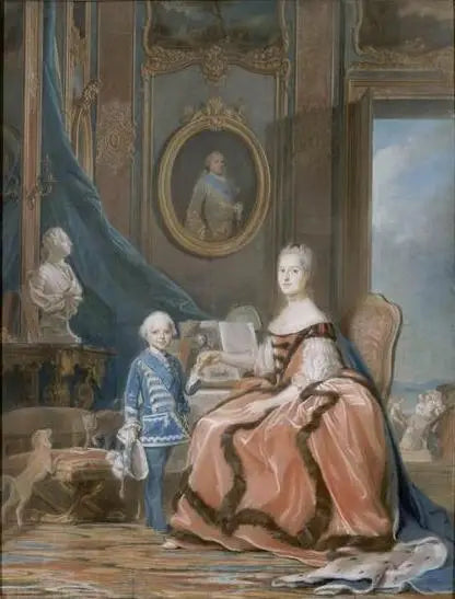 Marie-Josèphe af Sachsen og hertugen af Bourgogne i hans lejlighed i Versailles - Maurice-Quentin de La Tour