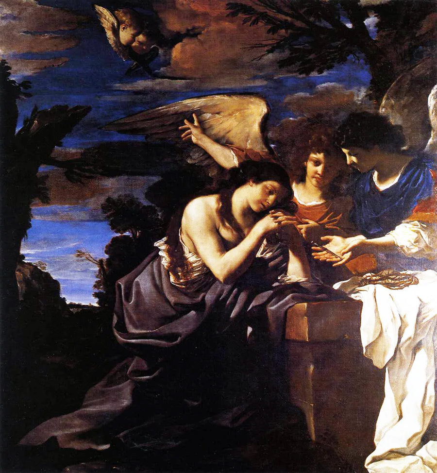 Marie Madeleine med to engle - Guercino