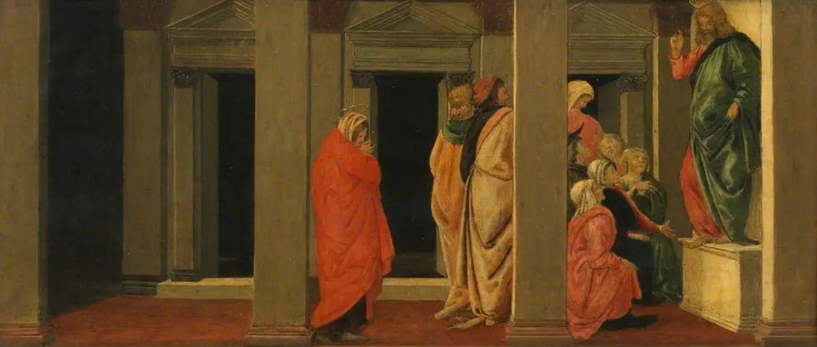 Kristus, der underviser (predella, panel et) - Sandro Botticelli