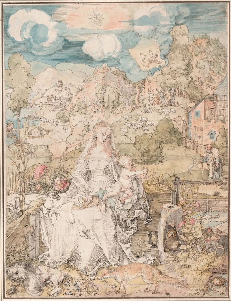 Marie blandt en mangfoldighed af dyr - Albrecht Dürer