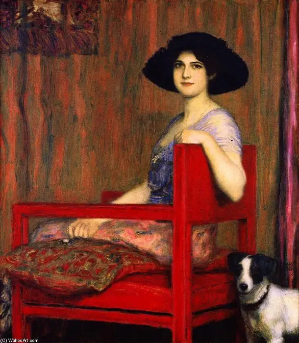 Marie på en rød stol - Franz Von Stuck