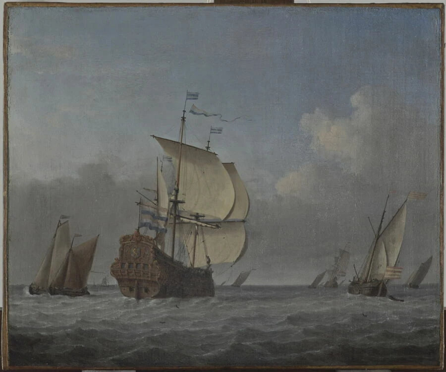 Marine avec vaisseau amiral sous légère brise - Velde Willem, Van de (Le jeune)
