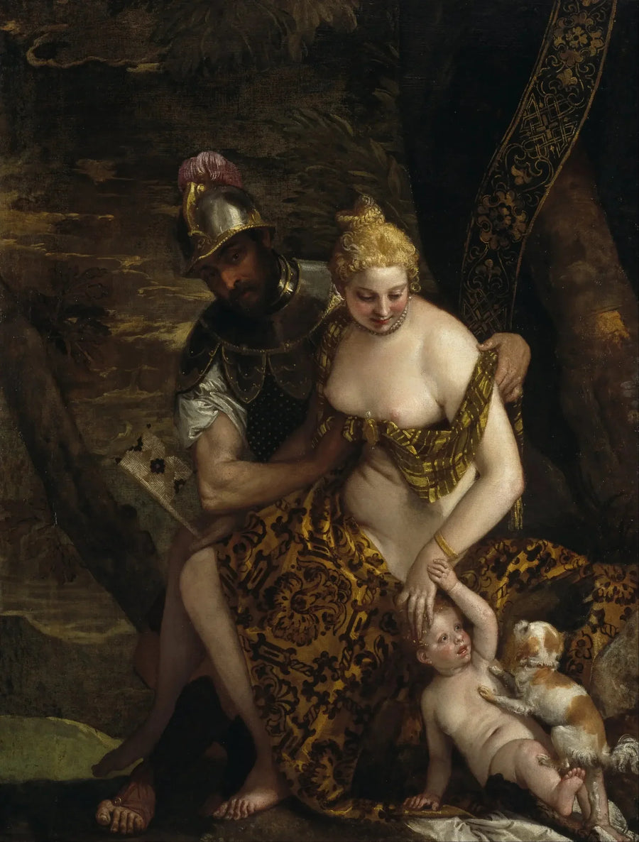 Mars afklædende Venus med Eros og en hund - Paul Véronèse