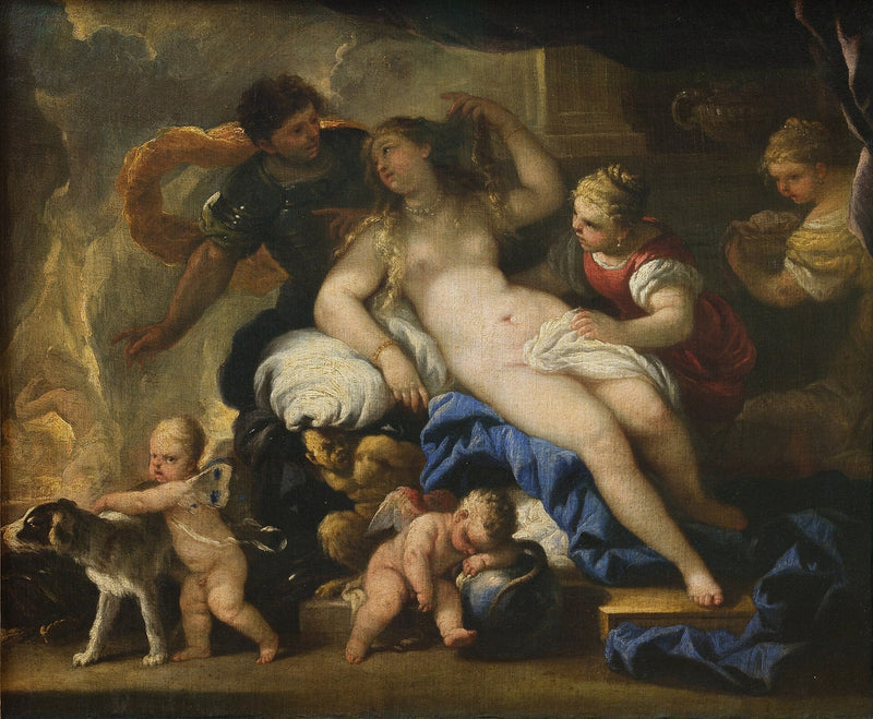 Mars og Venus i Vulcains smedje - Luca Giordano