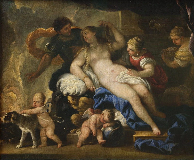 Mars og Venus i Vulcains smedje - Luca Giordano
