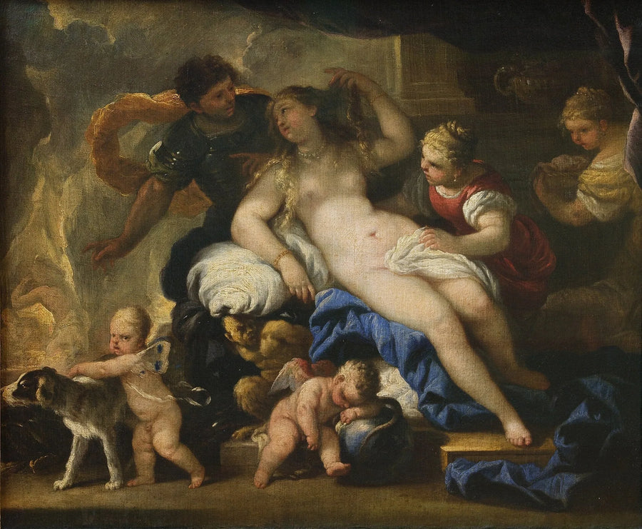 Mars og Venus i Vulcains smedje - Luca Giordano