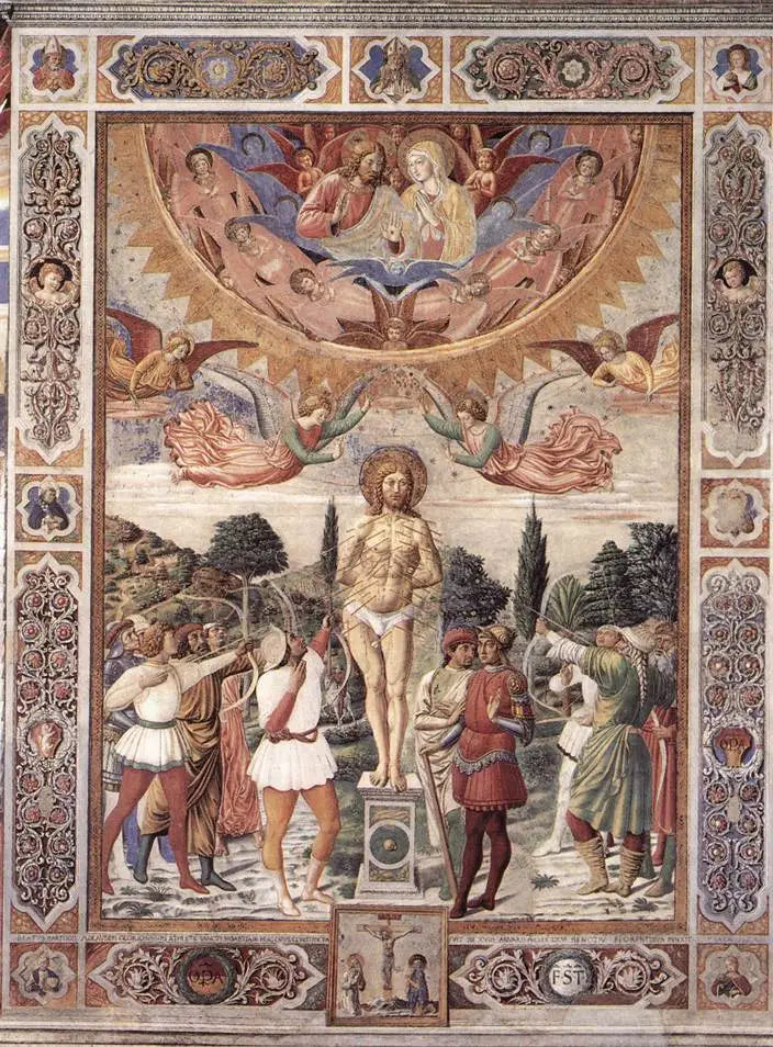 Martyrdom af Sankt Sebastian - Benozzo Gozzoli