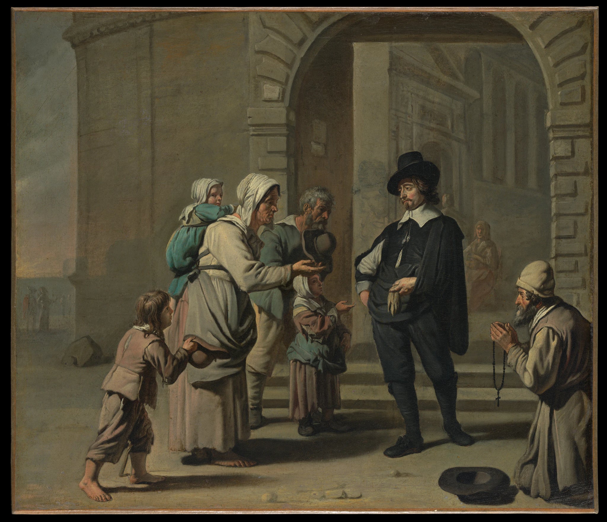 Mendiants à une porte - Master of the Béguins, French or Flemish, active 1650–60 (possibly Abraham Willemsens, Flemish, active by 1627, died 1672)