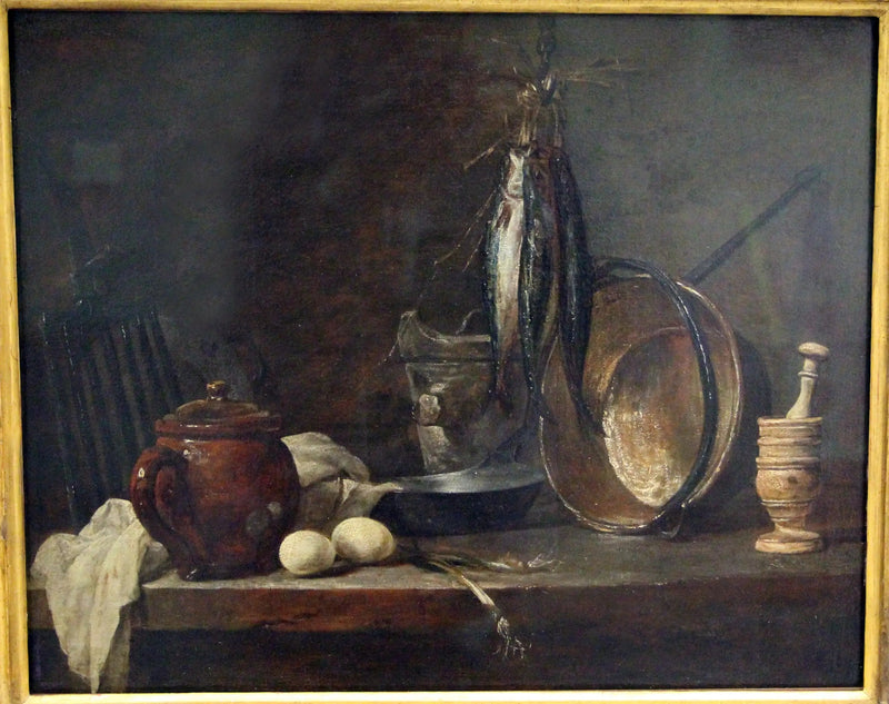 Menu de magre og Køkkenredskaber - Jean Siméon Chardin