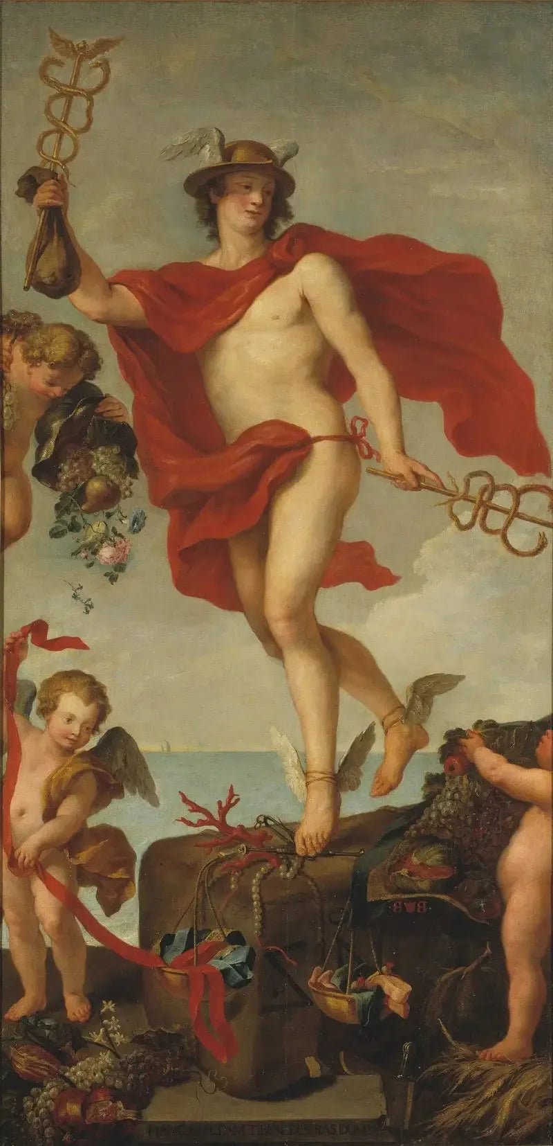 Merkur ved afgang fra Antwerpen. Fragment af et større maleri. - Peter Paul Rubens