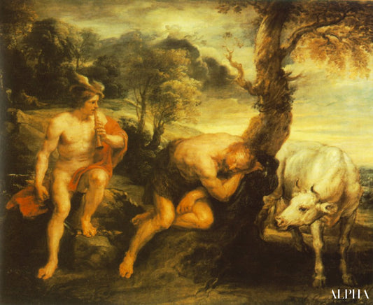 Mercure og Argus - Peter Paul Rubens - Reproduktioner af malerier og højkvalitets malerier