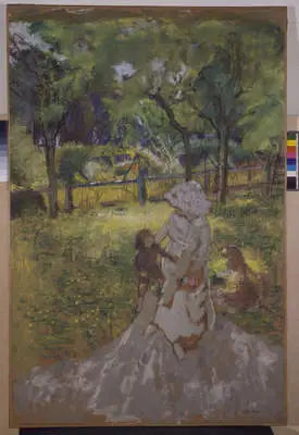 Mor og Barn i Haven (Morgen i Frugtplantagen) - Édouard Vuillard