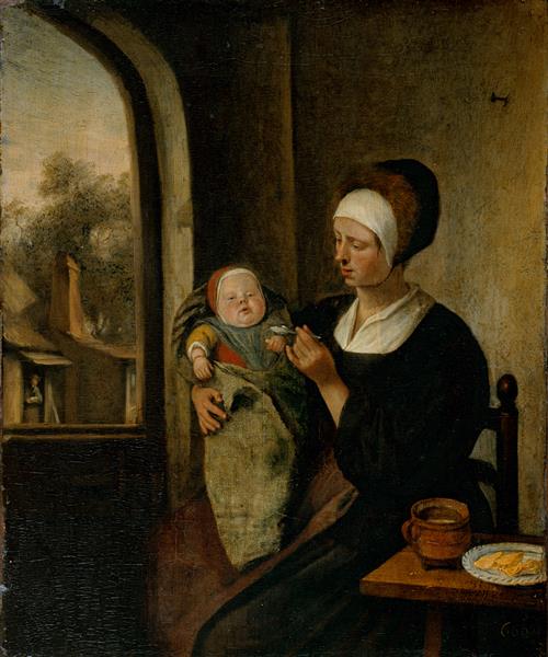Mère et enfant - Jan Steen image 1 reproduction de peinture à l’huile