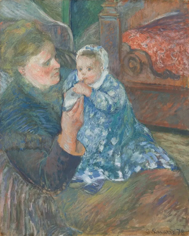 Mor og barn (Julie Pissarro og sønnen Ludovic-Rodolphe kaldet Rodo) - Camille Pissarro