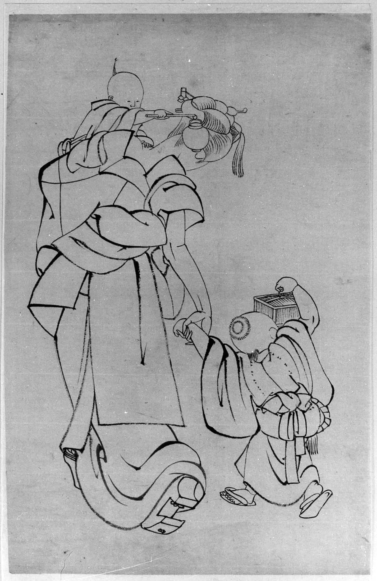 Mère et enfants dans une nuit d’été - Hokusai - Alpha Reproduction