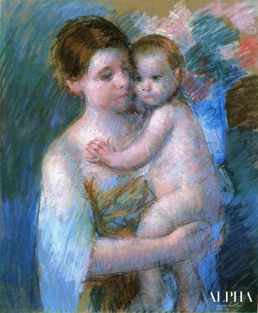 Mère tenant son bébé - Mary Cassatt - Reproductions de tableaux et peintures haut de gamme