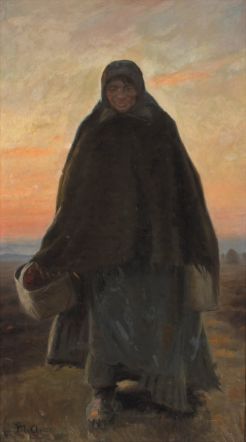 Den glade Elsie går hjem over heden i aftenlyset. - Michael Peter Ancher
