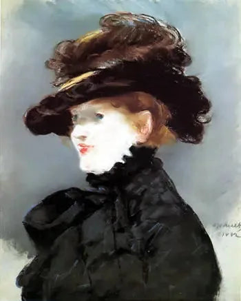 Méry Laurent med sort hat - Édouard Manet