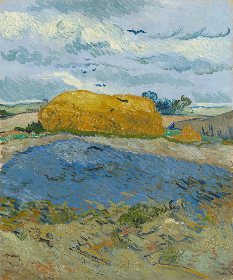 Høstakke under en regnfuld himmel - Vincent van Gogh
