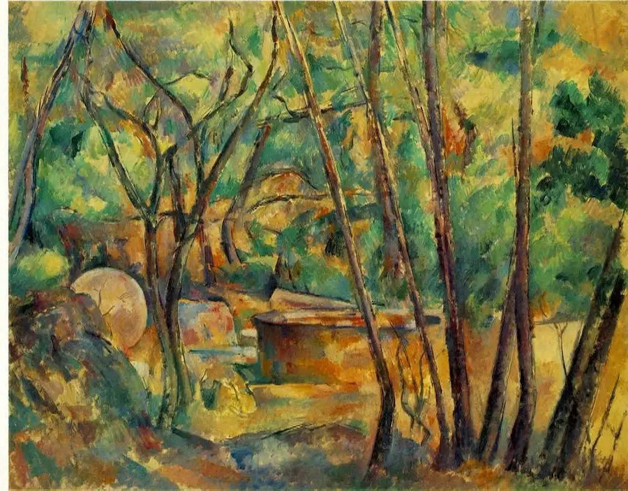Mølle og cisternen i skovbunden - Paul Cézanne