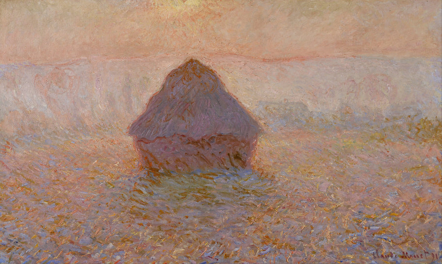 Mølle, sol i tågen - Claude Monet