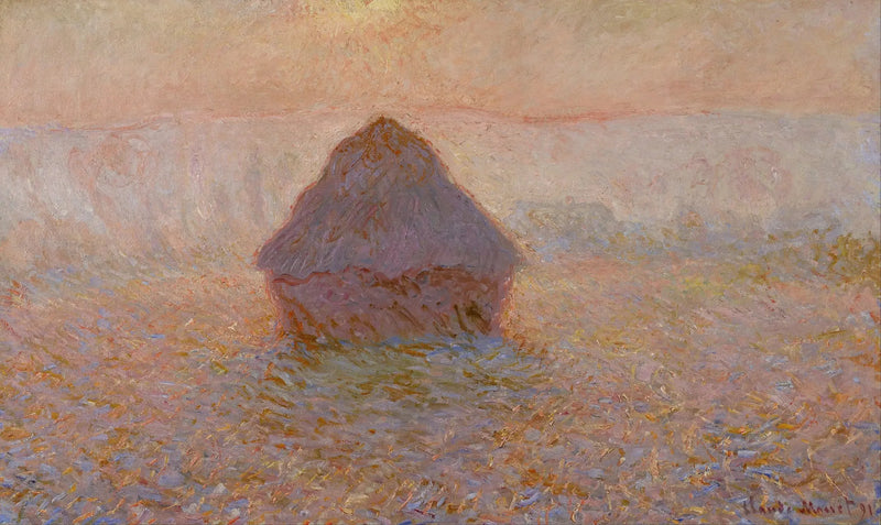 Mølle, sol i tågen - Claude Monet