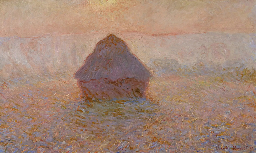 Mølle, sol i tågen - Claude Monet