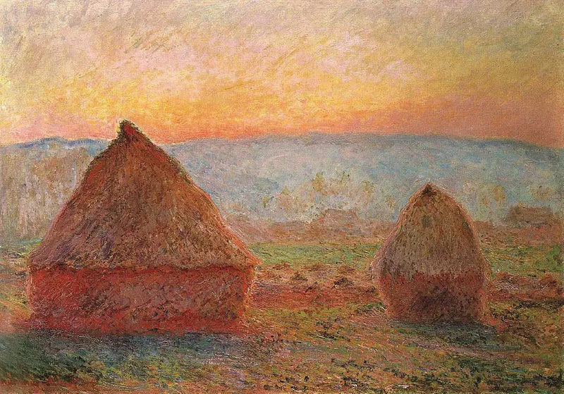 Les Meules i Giverny, solnedgang W1213 - Claude Monet