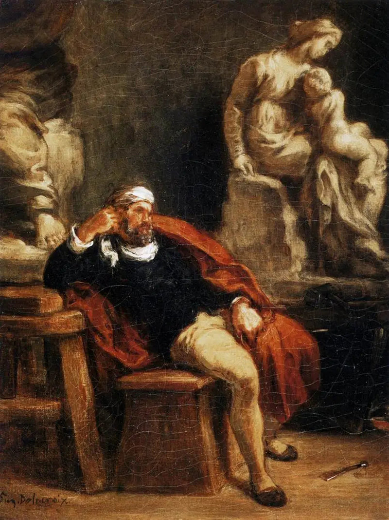 Michelangelo i sit atelier - Eugène Delacroix