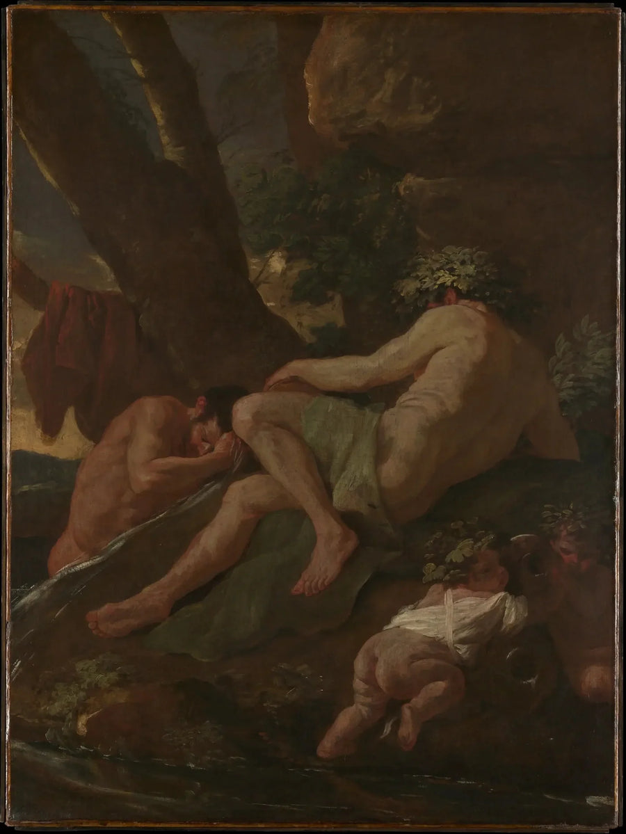 Midas, der rejser sig i Pactole - Nicolas Poussin