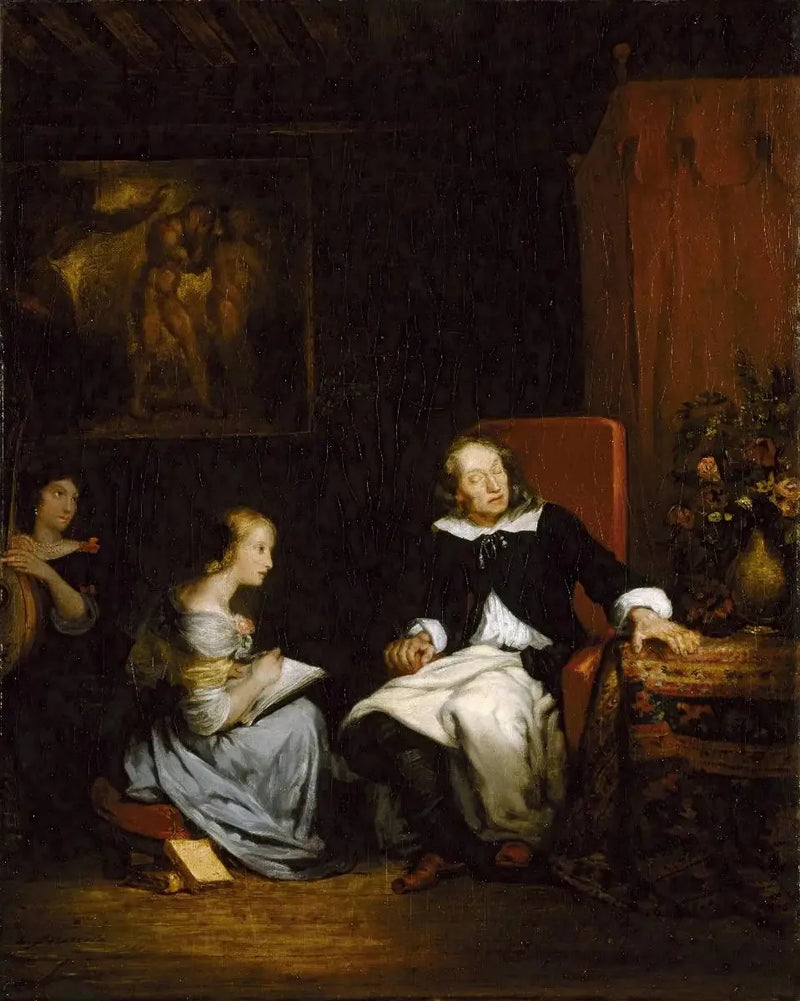 Milton der dikterer sit episke digt, « Det tabte paradis » til sine døtre - Eugène Delacroix