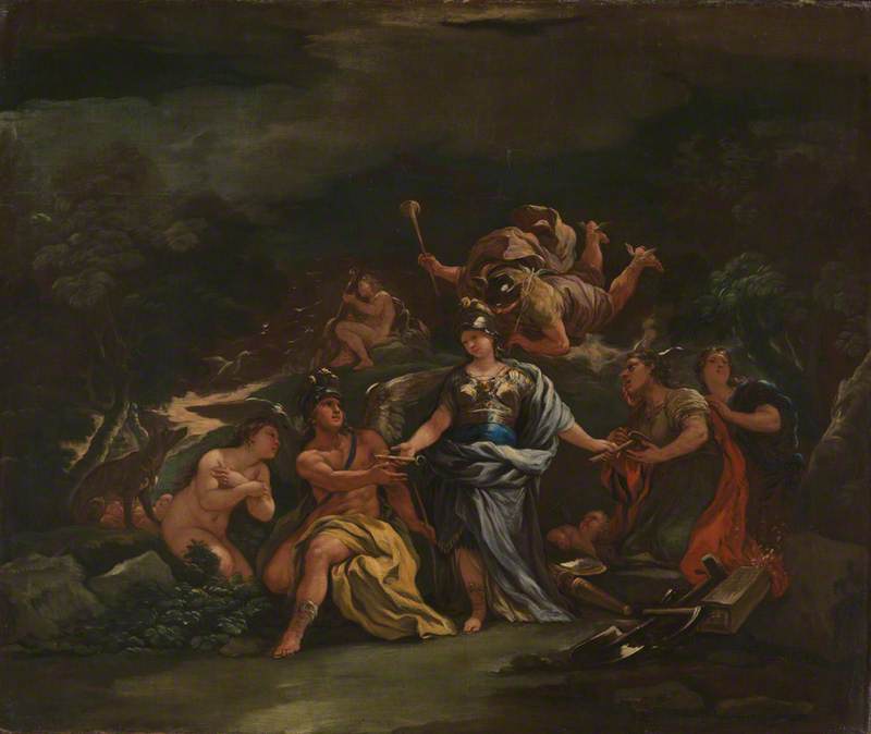 Minerve, kunst- og videnskabsbeskytter - Luca Giordano