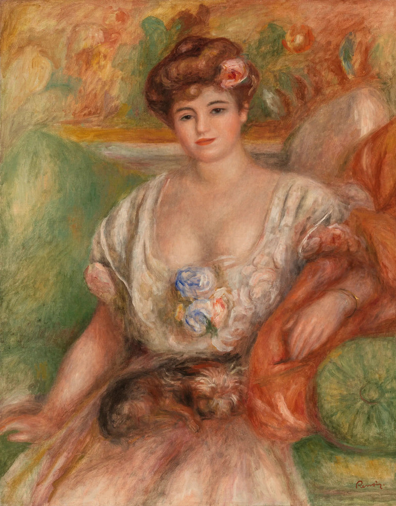 Misia Sert med en lille hund - Pierre-Auguste Renoir