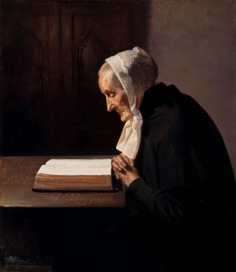 Fru Bründum læser i Bibelen. - Michael Peter Ancher