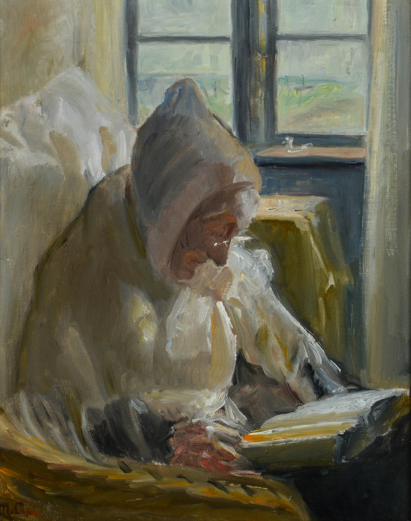 Fru Brøndum læser. - Michael Peter Ancher