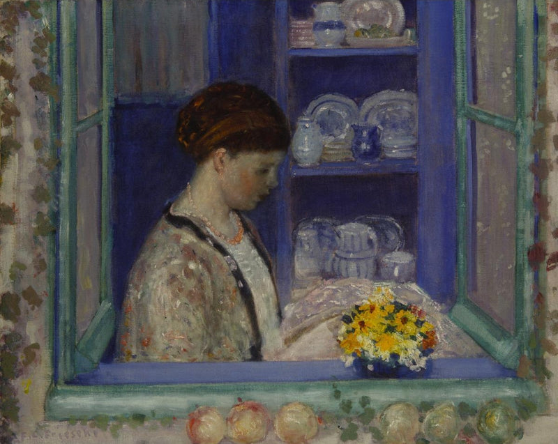 Mme Frieseke ved køkkenvinduet - Frederick Carl Frieseke