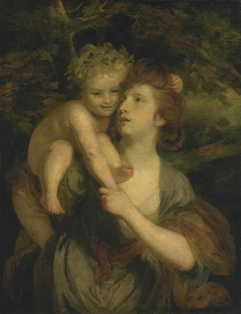 Mme Hartley som nymfe med en ung Bacchus - Joshua Reynolds