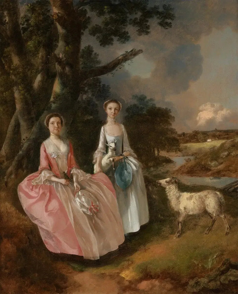 Mme Mary Cobbold og Frøken Cobbold, med en lam og en fåre - Thomas Gainsborough