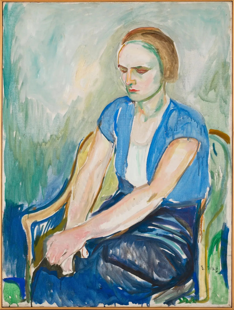 Model med hænderne på knæene - Edvard Munch